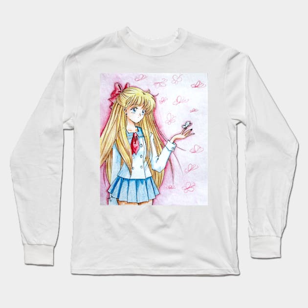 Minako Aino Butterfly Long Sleeve T-Shirt by eosofdawn